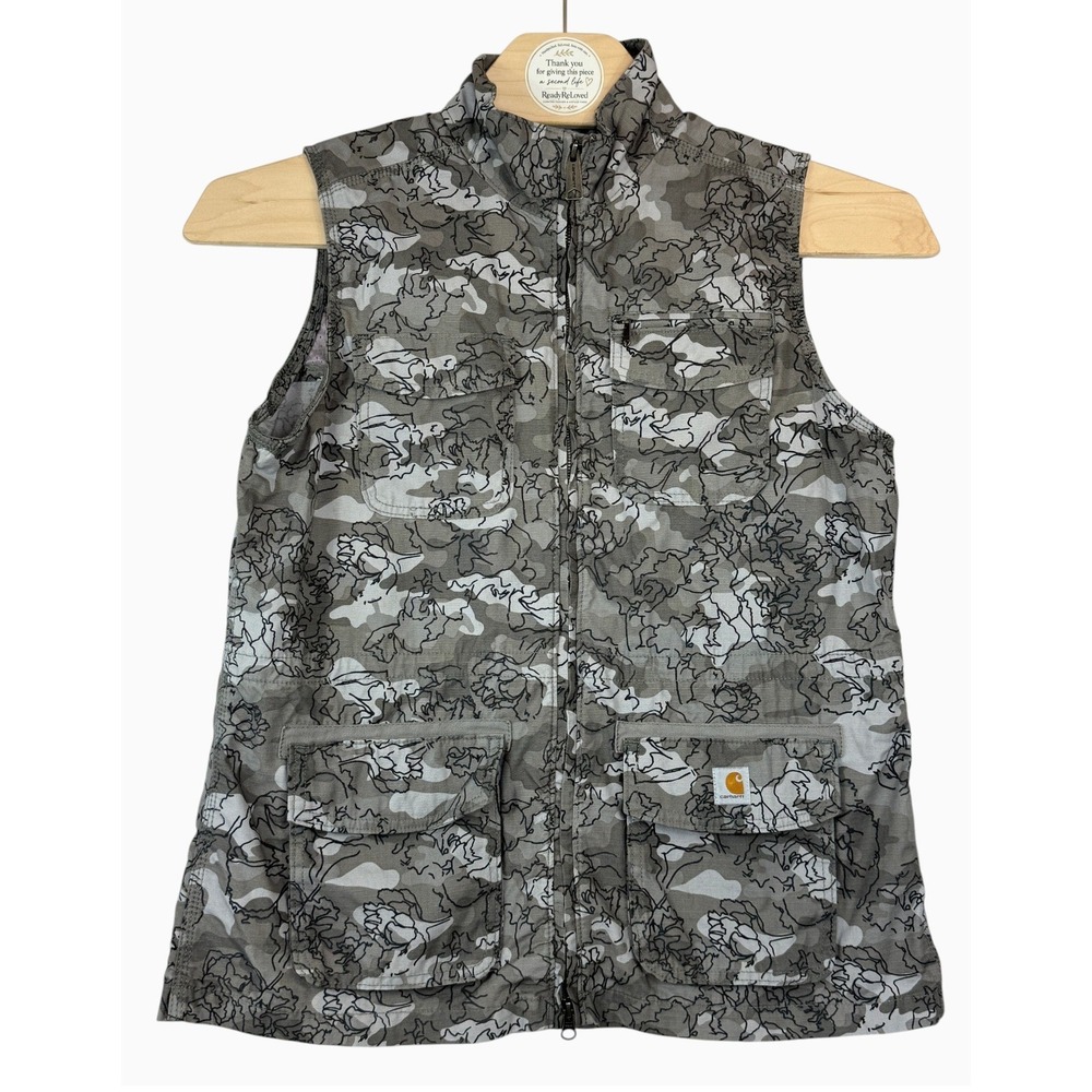 Carhartt Women's L 12/14 El Paso Floral Camo Ripstop Utility Vest 102393